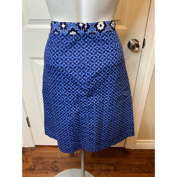 Boden Blue & White Floral & Geometric Patterned A-Line Skirt, 10R Size - Picture 6 of 8